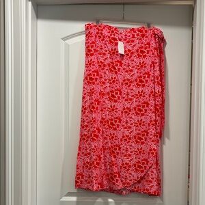 J. Crew Red and Pink Floral Skirt